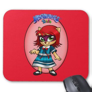 AE01   Punky   Light Pink   Oval   Red Background Mousepad