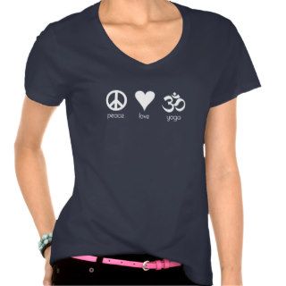 Peace Love Yoga, White symbols logo T Shirt