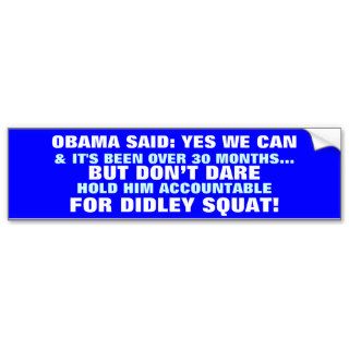 OBAMA SAID "YES WE CAN" & ITS BEEN 30 MONTHS BUMPER STICKERS