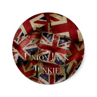 'Union Jack Junkie' vintage flag print   NEW trend Sticker