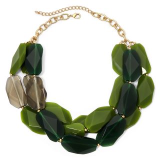 Olive Green 3 Row Faceted Necklace