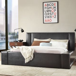 He Anabella Black Bonded Leather King size Bed Black Size King