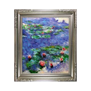 Red Water Lilies Framed Canvas Wall Art