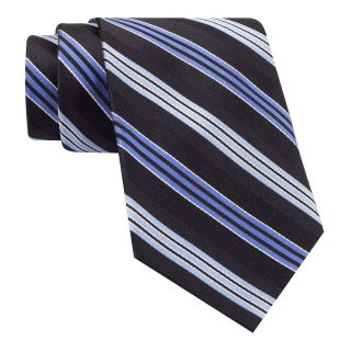 Stafford Mike Stripe Silk Tie, Blue/Black, Mens