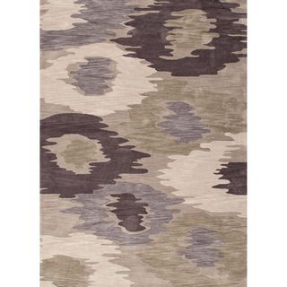 Hand tufted Contemporary Abstract Gray/ Black Plush pile Rug (36 X 56)