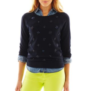Embellished Front Sweater, Darkest Sky, Womens
