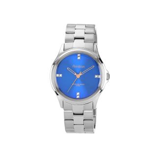 Armitron Mens Silver Tone Crystal Accent Blue Dial Watch