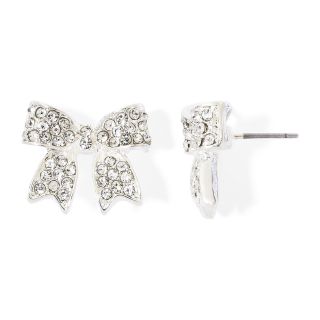 ARIZONA Silver Tone & Crystal Bow Stud Earrings, Clear