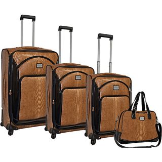 Faux Calf Leopard Collection Spinner 4pc Luggage Set Natural