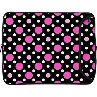 14 Designer Laptop Sleeve Polka Dots Back with Pink & White  