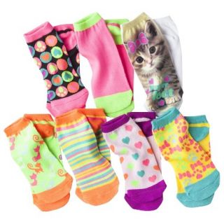 Xhilaration Girls 7pk Low Cut Kitty Patterned Socks   Assorted 3 10
