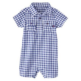 Just One YouMade by Carters Boys Short Sleeve Checked Romper   Navy/White 12 M