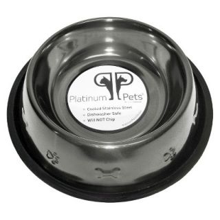Platinum Pets Stainless Steel Embossed Non Tip Puppy Bowl   Black Chrome (1 Cup)