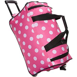 22 Rolling Duffle Bag Pink dots   Rockland Luggage Small Rolli