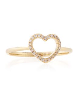 Yellow Gold Diamond Heart Ring, Size 7