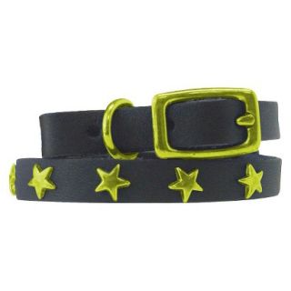 Platinum Pets Black Genuine Leather Cat and Puppy Collar with Stars   Corona