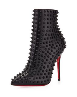 Womens Snakilta Spiked Red Sole Ankle Boot, Black Matte   Christian Louboutin