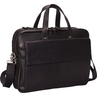 Colombian Leather Double Compartment Laptop Briefcase Blac