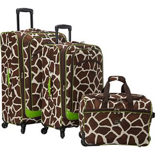 AnimalPrint 3 piece Spinner Luggage Set EXCLUSIVE Giraffe Green  