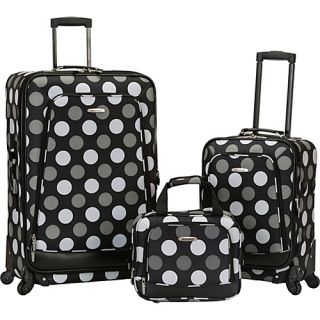 Pasadena 3 pc Spinner Set Black Dot   Rockland Luggage Luggage