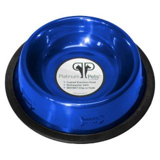 Platinum Pets Stainless Steel Embossed Non Tip Cat Bowl   Blue (1 Cup)