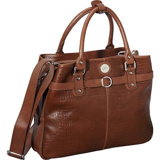 E GO Leather Career Bag Brown Croc   Jill e Designs Ladies Busin