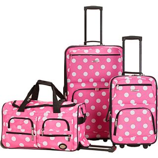Spectra 3 Piece Luggage Set Pink Dot   Rockland Luggage Luggage