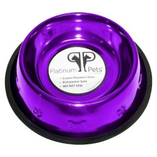 Platinum Pets Stainless Steel Embossed Non Tip Dog Bowl   Purple (1 Cup)