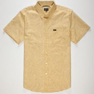 Thatll Do Printed Oxford Mens Shirt Ochre In Sizes Large, Small, Medium,
