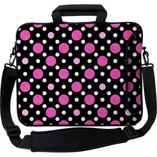 15 Executive Laptop Sleeve Polka Dots Back with Pink & White