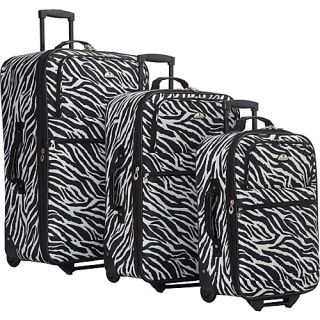 Safari Collection 3 Piece Luggage Set EXCLUSIVE Zebra Black   Ame