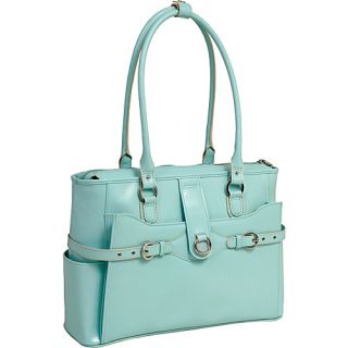 W Series Willow Springs Leather Ladies Briefcase Aqua Blue   McKlei