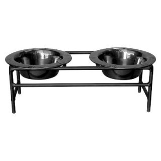 Platinum Pets Modern Double Cat Feeder with Two Stainless Steel Wide Rimmed