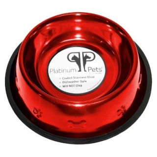 Platinum Pets Stainless Steel Embossed Non Tip Dog Bowl   Red (3 Cup)