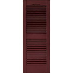 Builders Edge 15 in. x 39 in. Louvered Shutters Pair in #078 Wineberry 010140039078