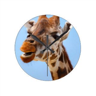Grumpy African giraffe Wall Clock