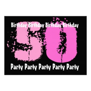 50th Birthday Party Pink and Black Invitation