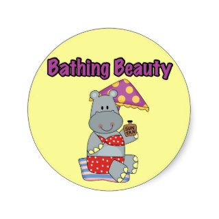 Hippo Bathing Beauty T shirts and Gifts Round Stickers