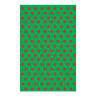 Christmas Red and Green Polka Dots Stationery Paper