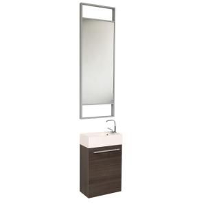 Fresca Pulito 16 in. Vanity in Gray Oak with Acrylic Vanity Top in White and Mirror FVN8002GO