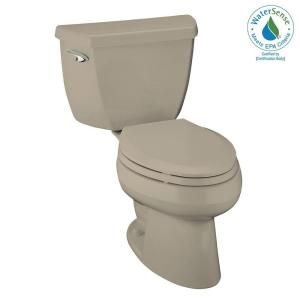 KOHLER Wellworth Classic 2 Piece 1.28 GPF High Efficiency Elongated Toilet in Sandbar (No Seat) K 3575 G9
