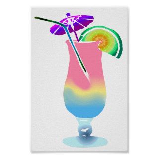 Pink & Blue Tropical Drink Poster