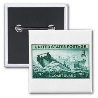 1945 US Coast Guard Stamp Pinback Buttons
