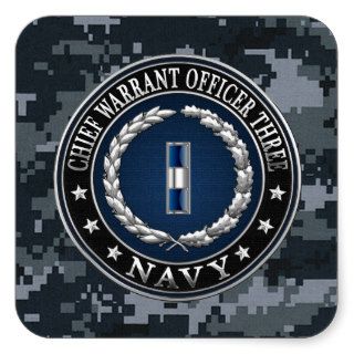 [500] Navy Chief Warrant Officer 3 (CWO3) Square Stickers