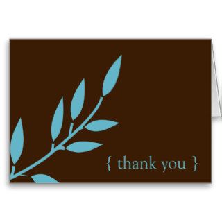 Chocolate & Blue Colored Vine Thank You Card