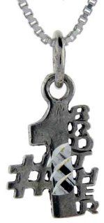 Sterling Silver Number 1 Brother Word Pendant, 1 inch wide Brother Jewelry Jewelry