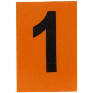 Brady 5910 1 Bradylite 1 1/2" Height, 1" Width, B 997 Sheeting, Black On Orange Color Reflective Number, Legend "1" (Pack Of 25) Industrial Warning Signs