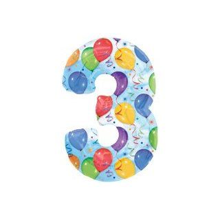 1 Number Three #3 3rd Birthday Party Megaloon Mylar Helium Balloon JUMBO 34" Health & Personal Care