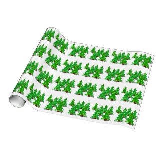 Cartoon Christmas Tree Forest Gift Wrapping Paper