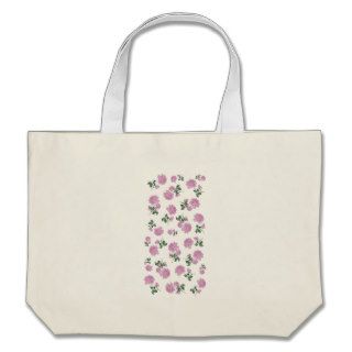 Light pink roses flower pattern on white canvas bags